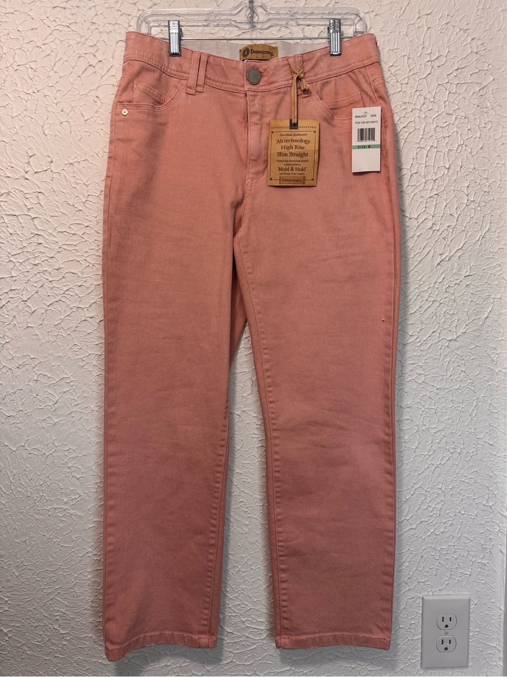 Democracy Rose-Pink High-Rise Slim- Straight Jeans